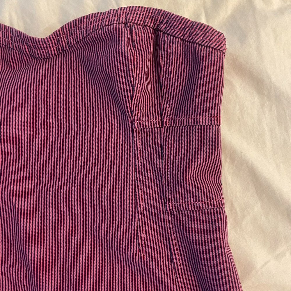 UO (Kimchi Blue) Navy & Pink Strapless Pinstriped Mini Dress Size 6